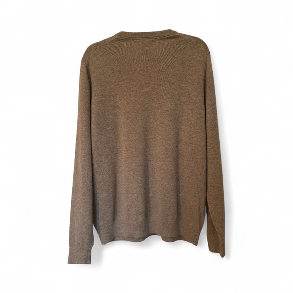 Lands' End Men's 100% Cashmere Tan V-Neck Large Sweater - Picture 4 of 7